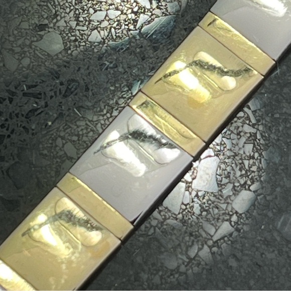 18k Gold sterling silver link shiny mirrored polished vintage bracelet QVC - Picture 1 of 6